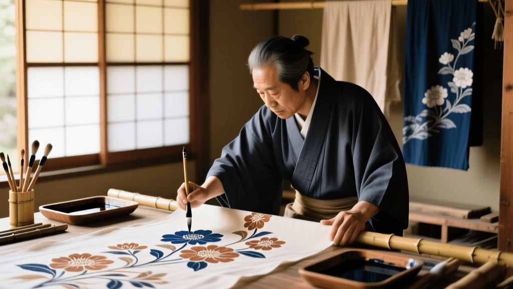 Master Kyo-Yuzen Silk Dyeing: Kyoto Artisan Workshops