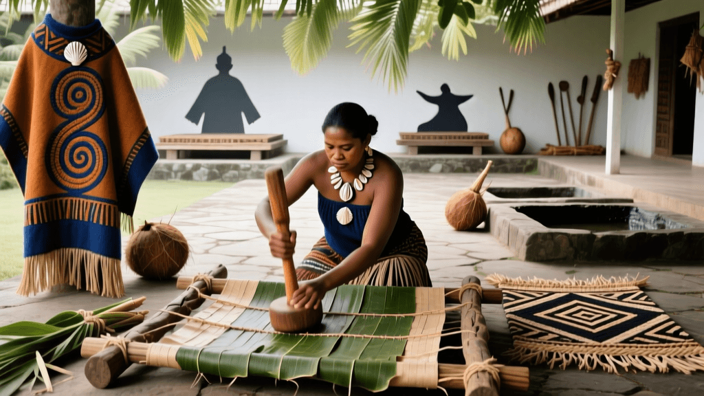 Fijian Tapa Beating Techniques And Bark Cloth Pattern Transfer Methods