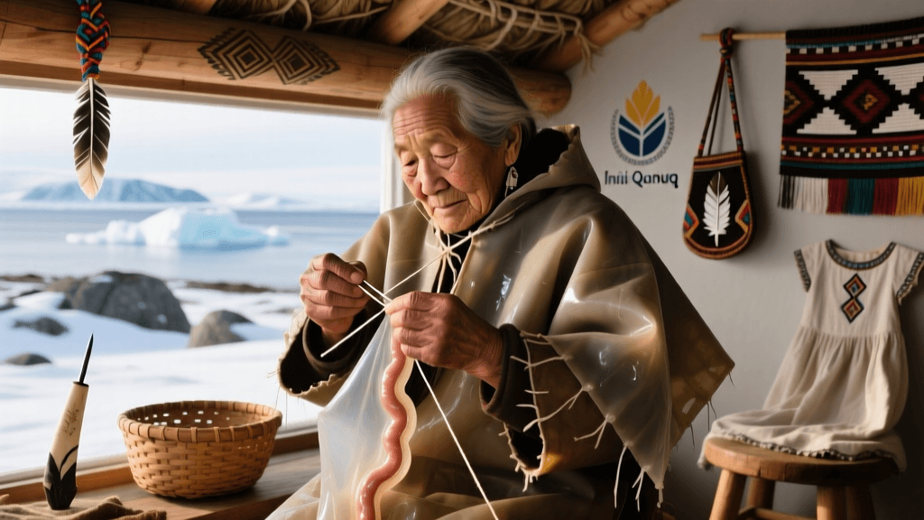 Inuit Seal Intestine Raincoat Making Techniques Alaska Canada