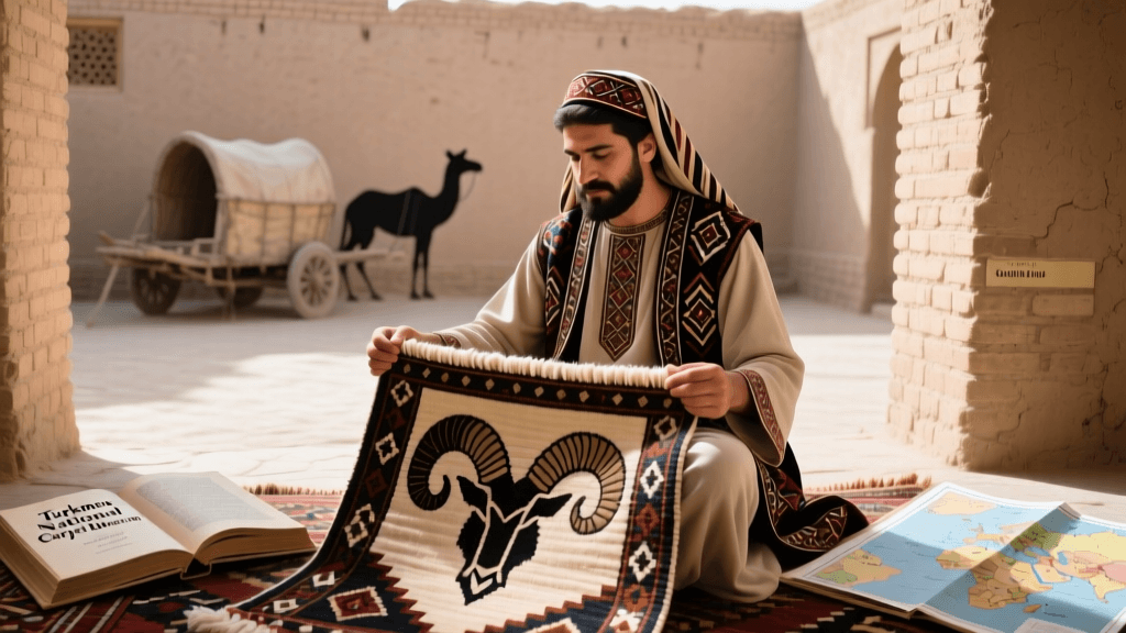 Turkmen Tekke Tribal Carpets And Ram Horn Motif Coding