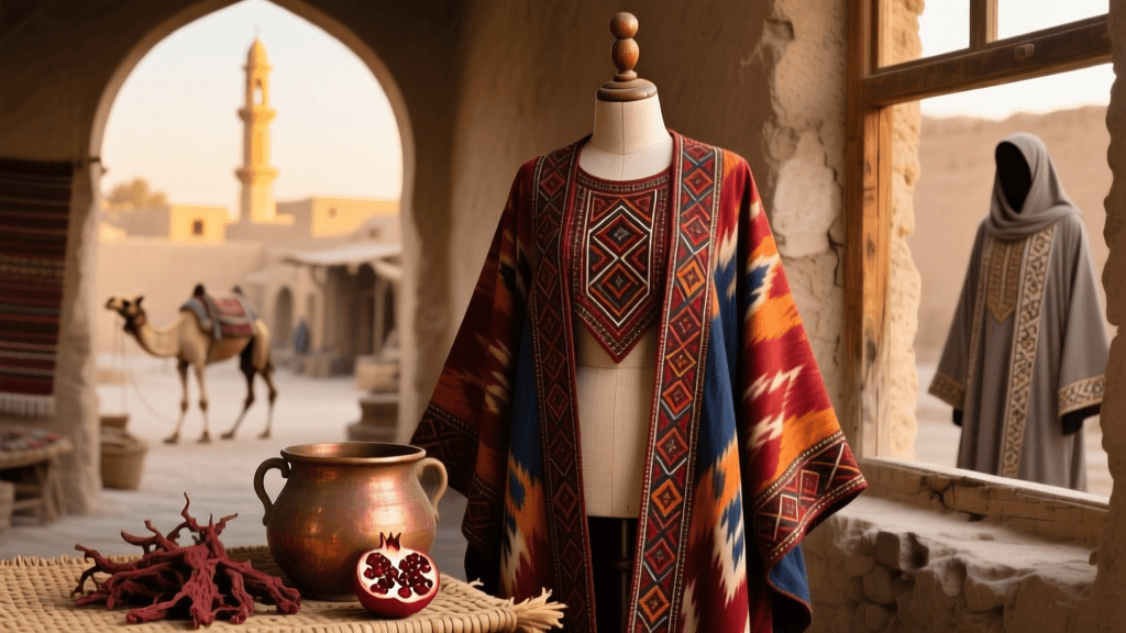 Afghan Embroidered Chapan Wool Dyeing With Pomegranate Rind And Madder