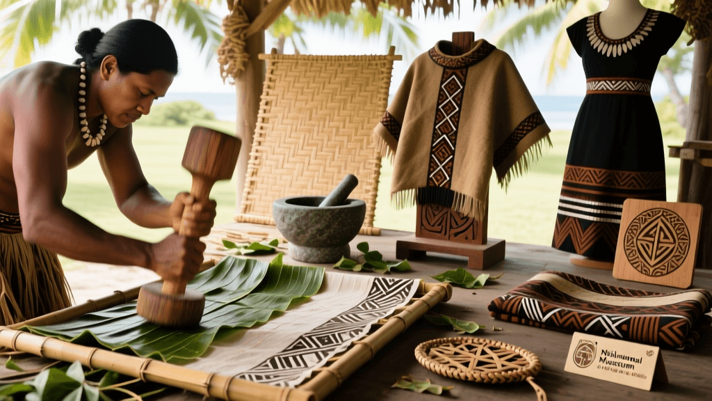 Fijian Tapa Beating Plant Fiber Prep And Bark Cloth Smoothing Technique