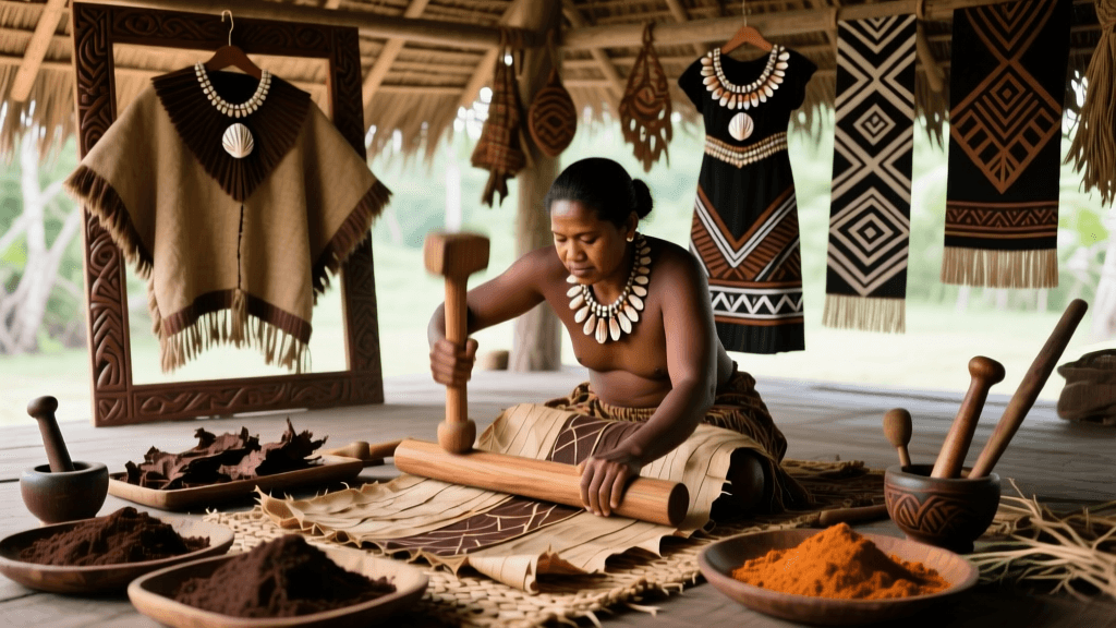 Fijian Tapa Beating Techniques And Barkcloth Dyeing With Mangrove Bark