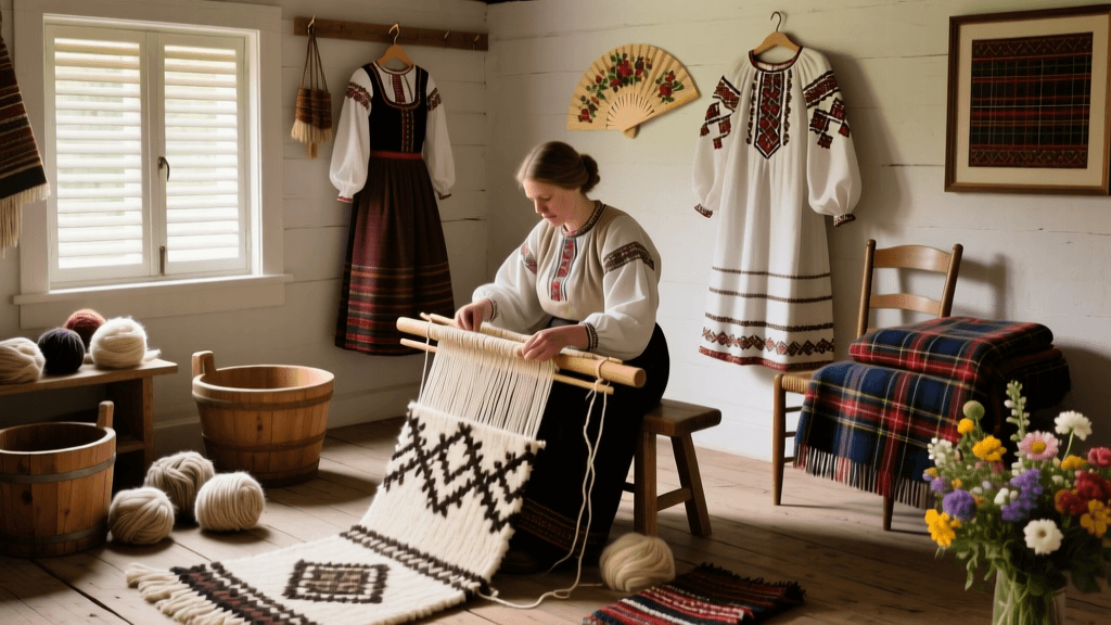 Finnish Ryijy Rug Weaving And Wool Dyeing With Birch Bark Extract