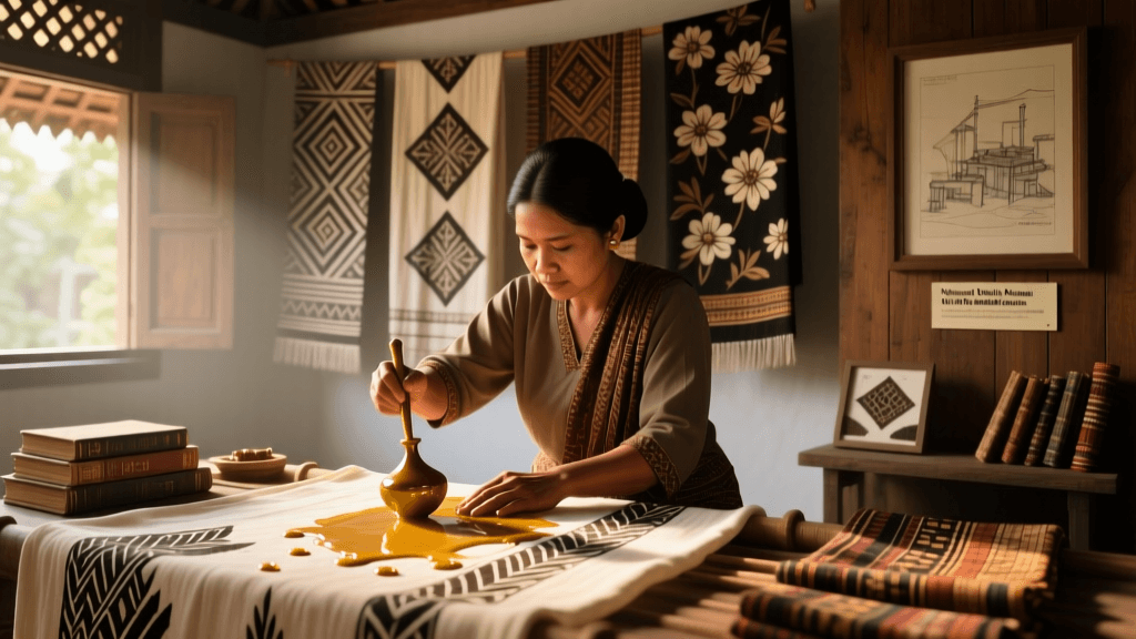Indonesian Batik Wax Resist Process Javanese Tradition