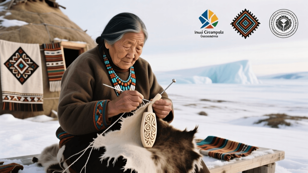 Inuit Attigi Sewing With Caribou Hide And Ivory Needle Case Making