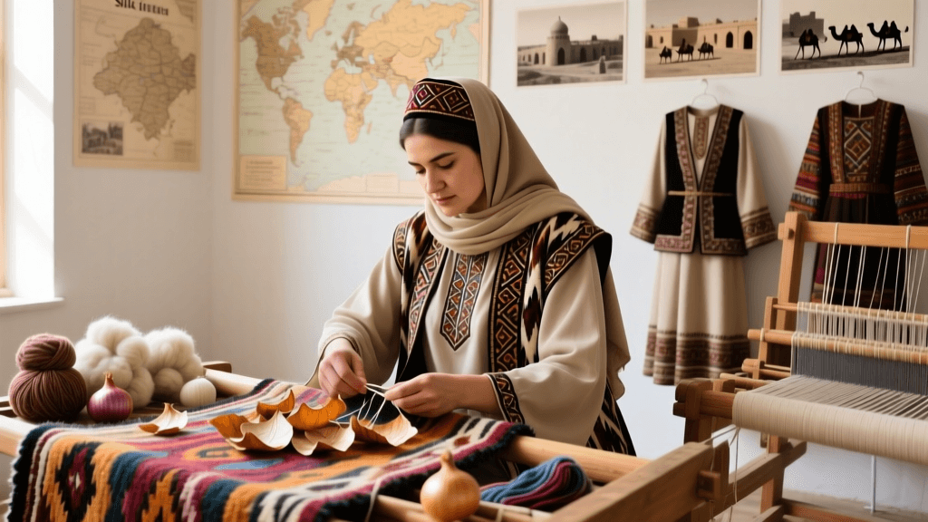 Kazakh Shyrdak Felt Making And Wool Dyeing With Onion Skins