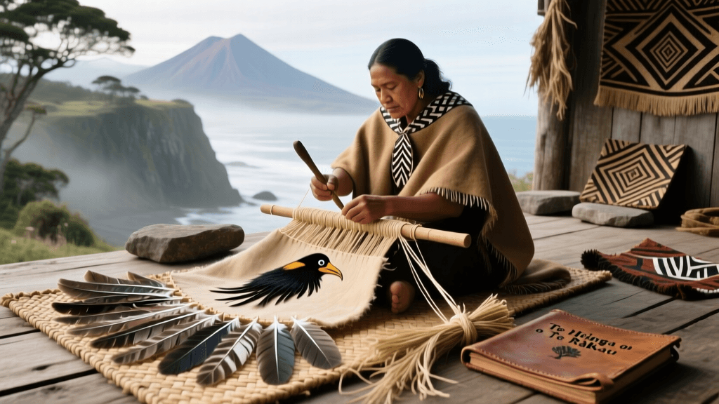 Maori Korowai Feather Cloak Weaving And Flax Fiber Preparation