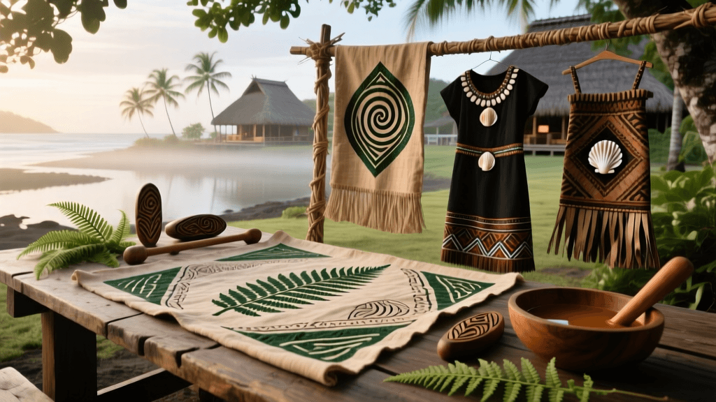 Niuean Tapa Embossing And Fern Ink Dyeing Traditional Processes