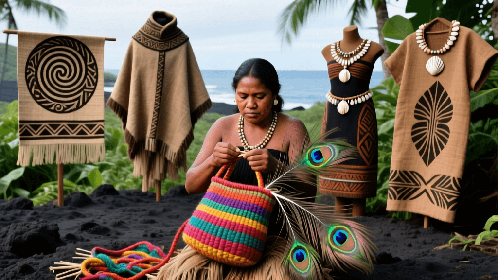 Papua New Guinean Bilum Weaving And Wool Dyeing With Cassowary Feathers