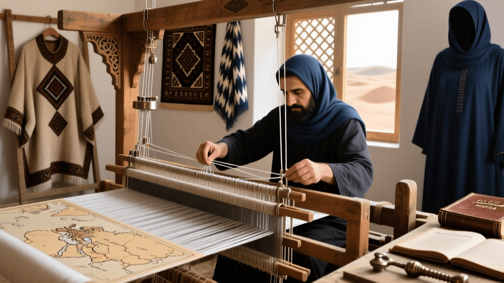 Persian Termeh Weaving Loom Shedding And Metal Thread Insertion