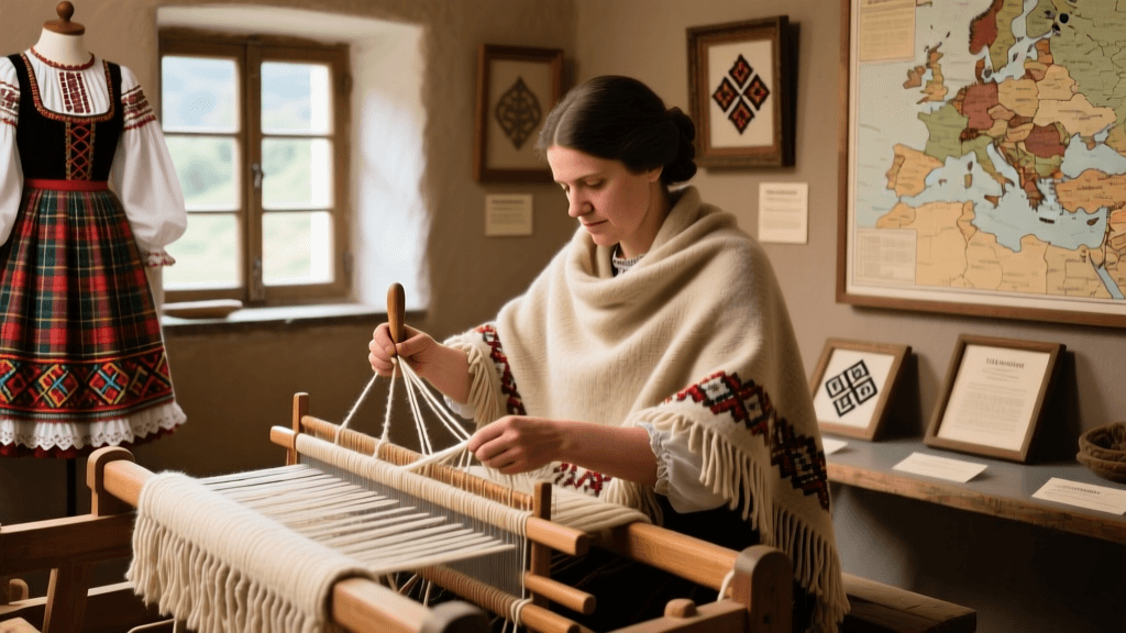Portuguese Minho Woolen Shawl Weaving And Fringe Knotting Methods