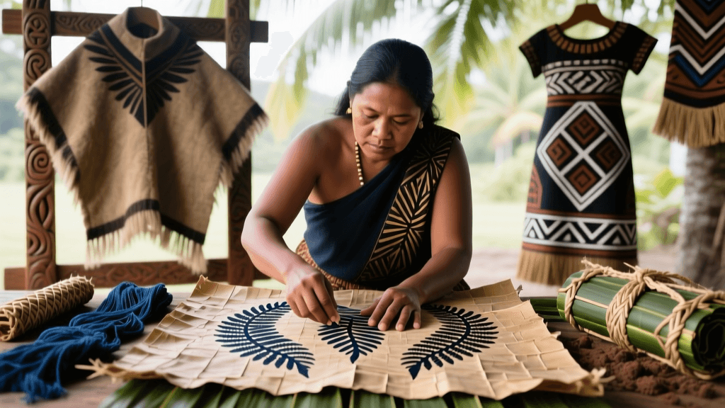 Samoan Siapo Fern Ink Dyeing And Stencil Design Transfer Methods