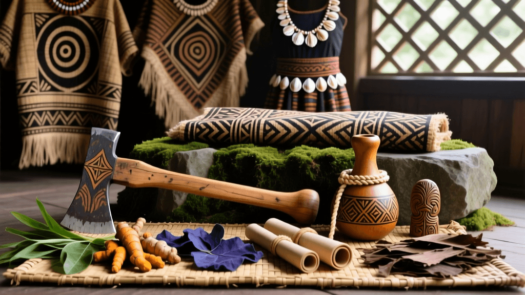 Samoan Tapa Cloth Painting Tools And Plant Dye Preparation Methods