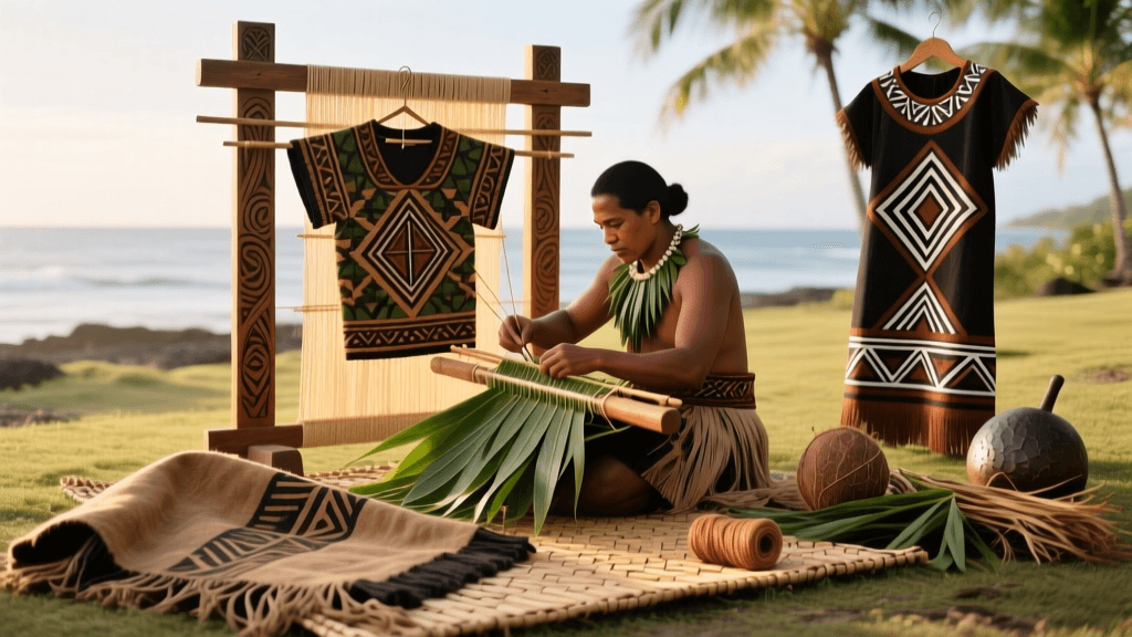 Tahitian Himene Vestments And Ti Leaf Fiber Weaving Methods
