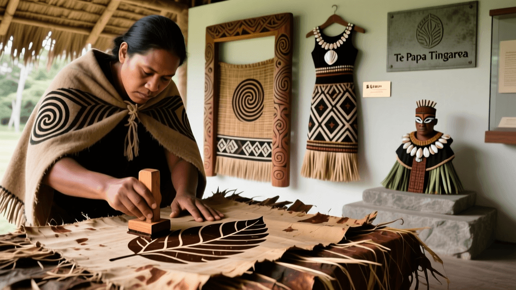 Tongan Ngatu Production Steps And Leaf Stamp Design Heritage