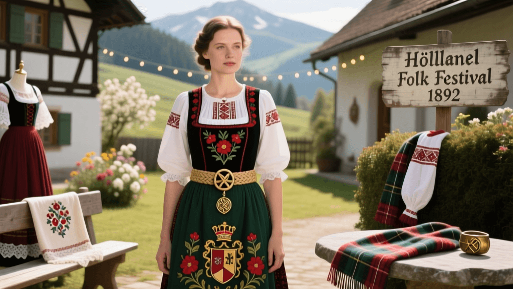 German Black Forest Dirndl Apron Embroidery And Heraldic Motifs