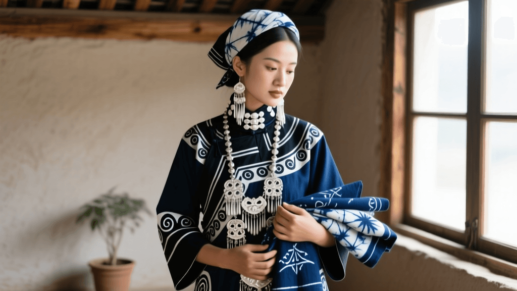 Miao Traditional Clothing: Silver Ornaments & Indigo Batik