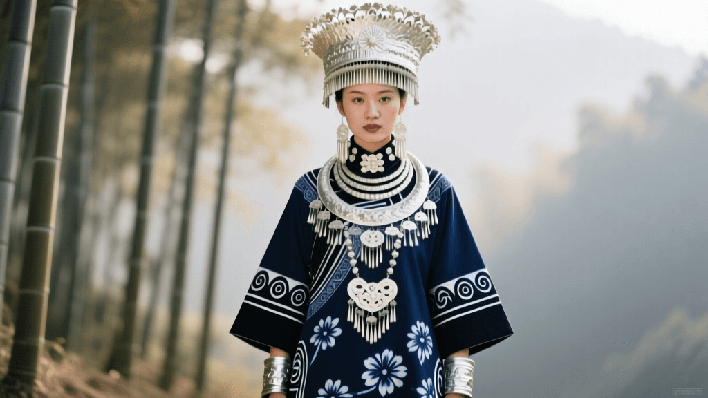 Miao Ethnic Clothing: Indigo Batik & Silver Ornaments