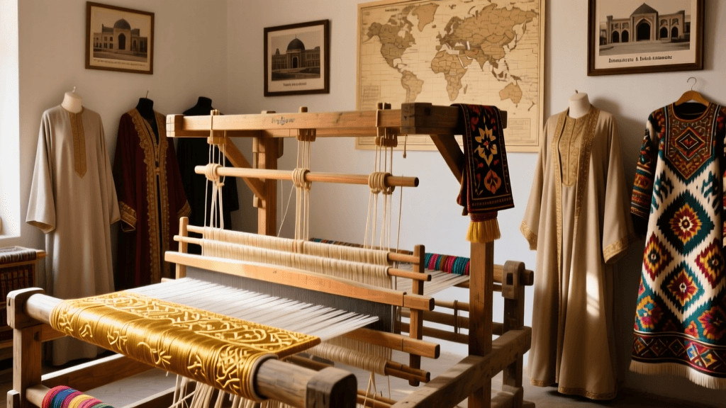 Persian Termeh Weaving Loom Setup And Gold Thread Inlay Methods