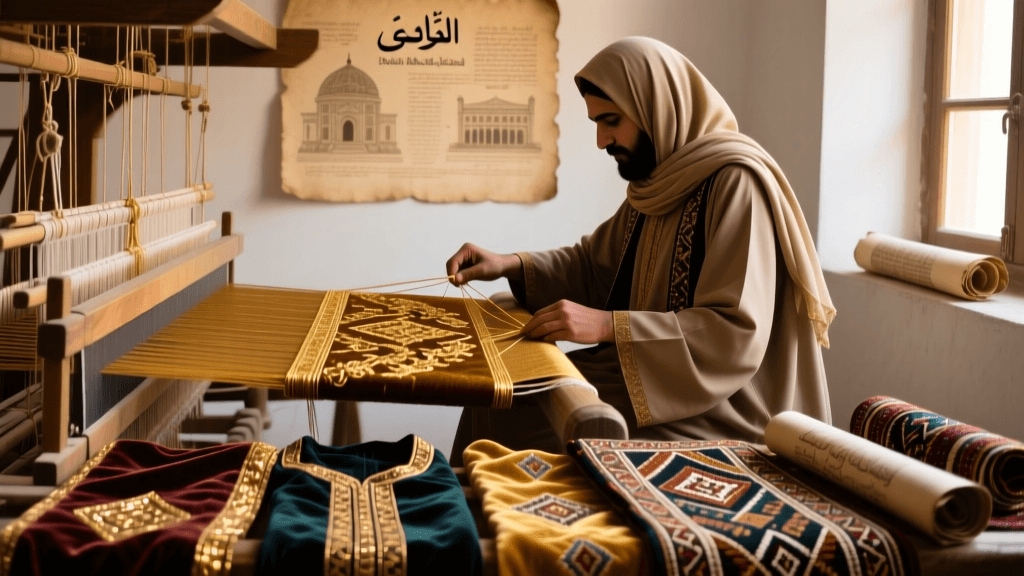 Iraqi Mashhad Velvet Weaving And Gold Thread Loom Setup